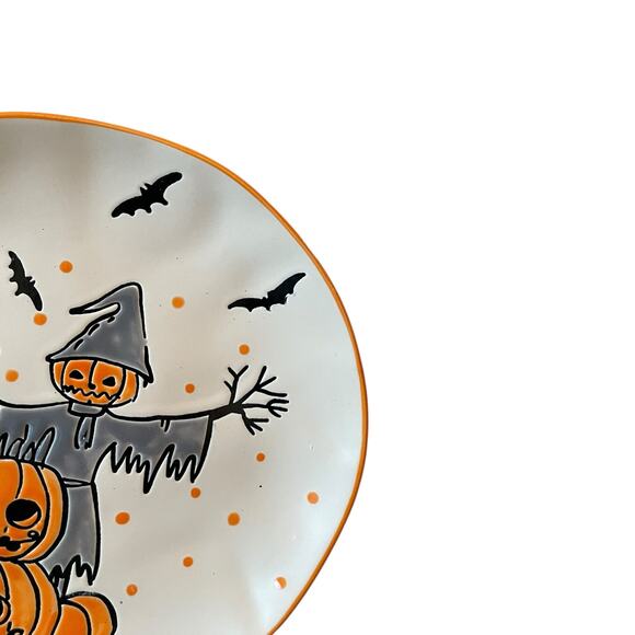 ELI & ANA Halloween Salad Plates 8in Bats Pumpkins Scarecrow Set of 2 New - Picture 9 of 9